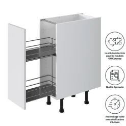 Rangement coulissant pour meuble de cuisine GoodHome Pebre 30 cm, 2 niveaux