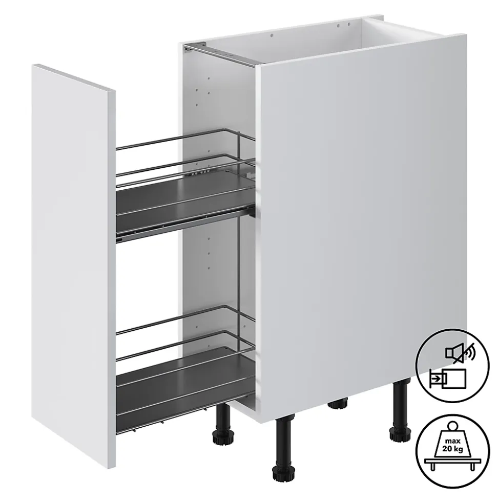 Rangement coulissant pour meuble de cuisine GoodHome Pebre 30 cm, 2 niveaux