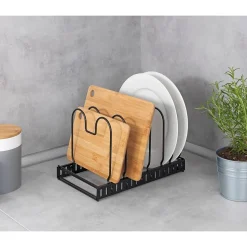 Rangement de placard cuisine - Support pour assiettes et couvercles