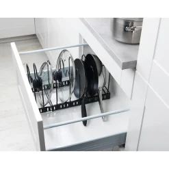 Rangement de placard cuisine - Support pour assiettes et couvercles