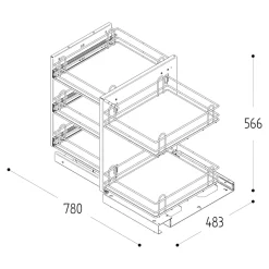 Rangement intérieur coulissant d'angle droit pour meuble de cuisine GoodHome Pebre 100 cm