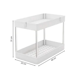 Rangement sous evier- Étagère cuisine - Blanc - 2 niveaux