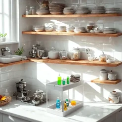 Rangement sous evier- Étagère cuisine - Blanc - 2 niveaux