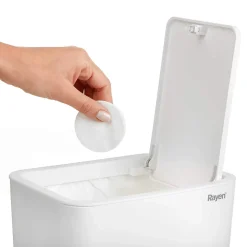 Rayen Poubelle de salle de bain avec couvercle Capacité de 9 litres Blanc, PP, Taille : 22 x 16 x 33 cm