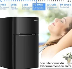 Refrigerateur 90 L Combine Refrigerateur 63L avec Temperature Reglable Congelateur 27L