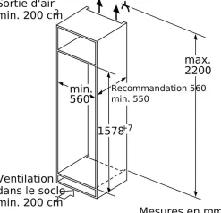 Réfrigérateur 1 porte intégrable à pantographe 248l Siemens KI72LADE0 iq500