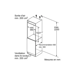 Réfrigérateur 1 porte intégrable à pantographe 147l Siemens KI32LVFE0 iq300
