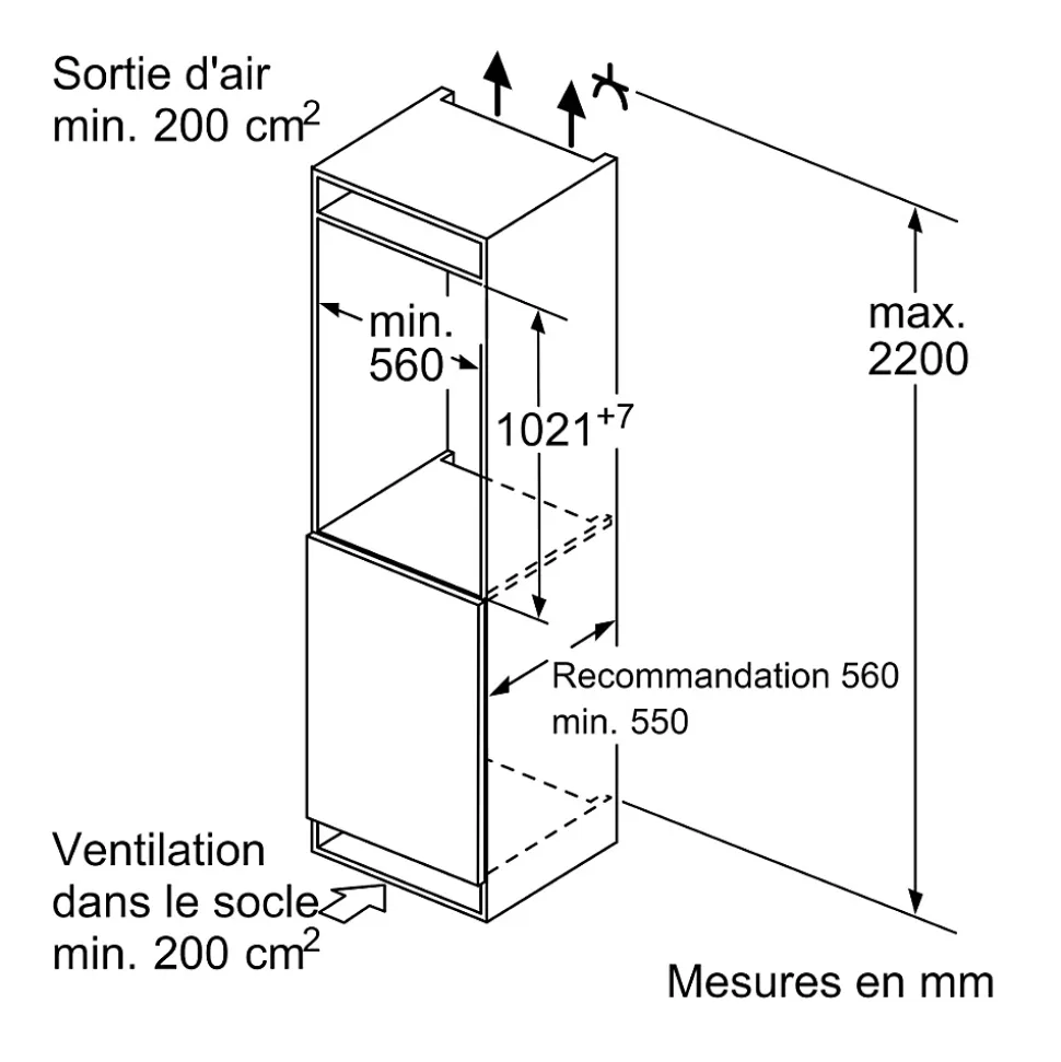 Réfrigérateur 1 porte intégrable à pantographe 165l Siemens KI31RVFE0 iq300