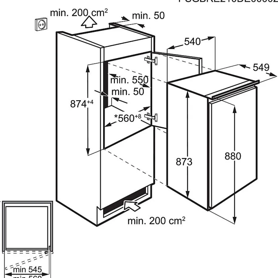 Réfrigérateur 1 porte intégrable à glissière 142l Electrolux LRB2AE88S série 500