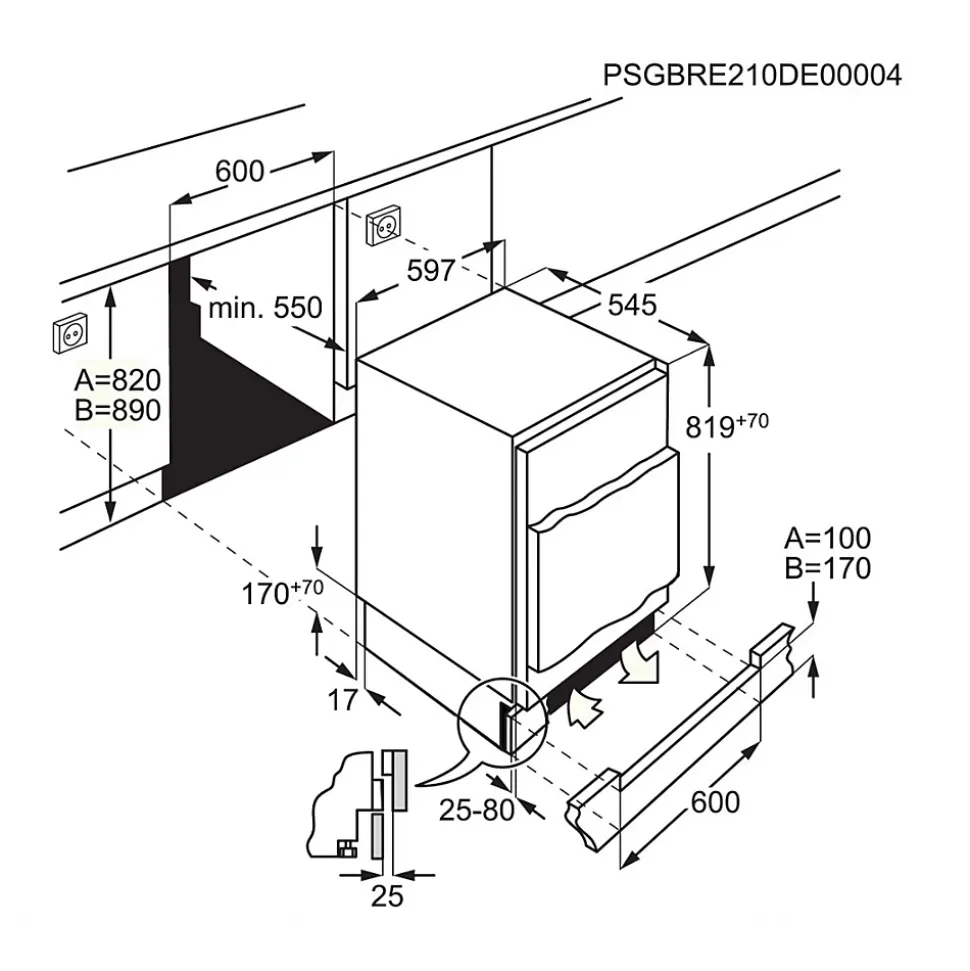 Réfrigérateur 1 porte intégrable à pantographe 134l Electrolux LXB3AE82R