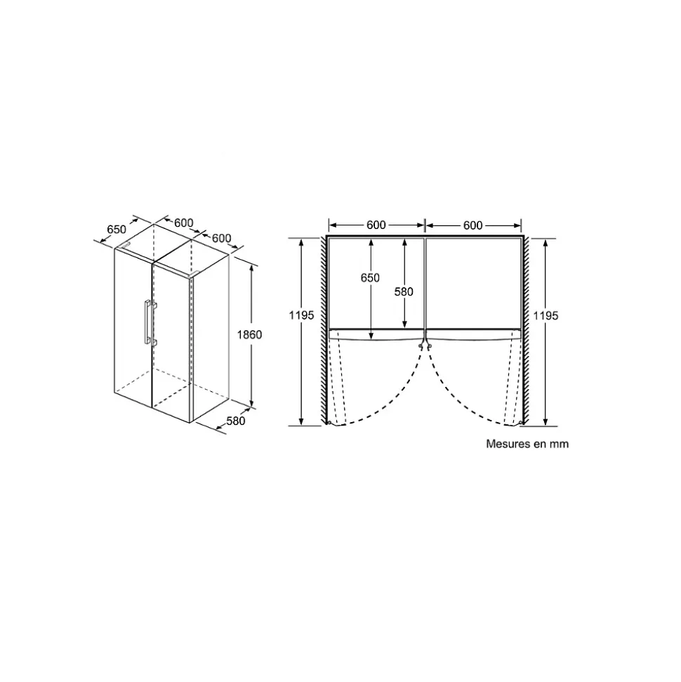 Réfrigérateur 1 porte intégrable à glissière 346l Bosch KSV36VLDP série 2