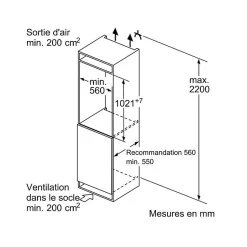 Réfrigérateur 1 porte intégrable à glissières 147l Bosch KIL32NSE0 série 2