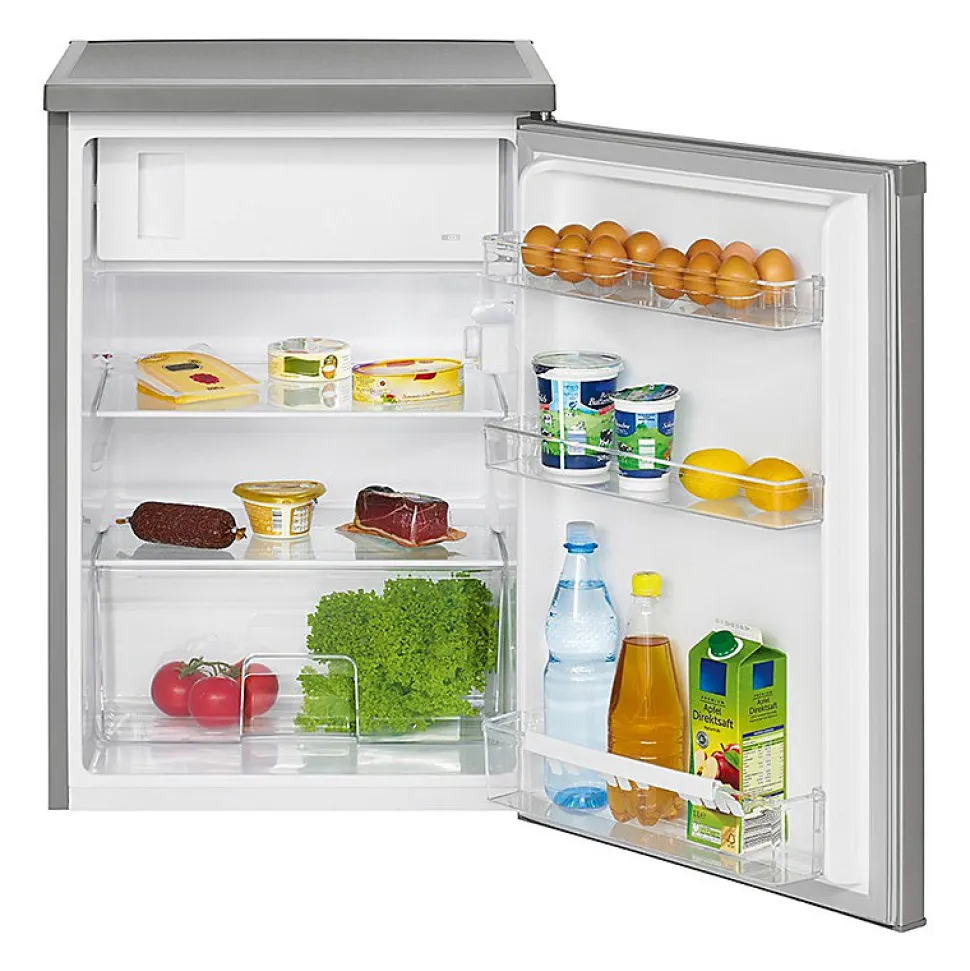 Réfrigérateur avec petit congélateur 120L inox Bomann KS 2184.1 inox