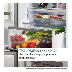 Réfrigérateur combiné - BOSCH - KGN36VXCT - Classe C - 321 L - 186 x 60 x 66,50 cm - Acier brossé noir