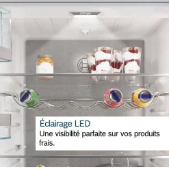 Réfrigérateur combiné - BOSCH - KGN36VXCT - Classe C - 321 L - 186 x 60 x 66,50 cm - Acier brossé noir