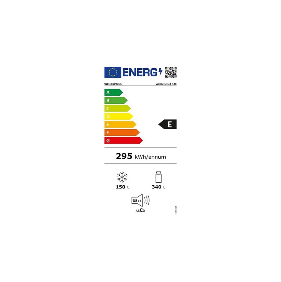 Réfrigérateur combiné 70cm 490l dual no frost Whirlpool WHK26493X4E