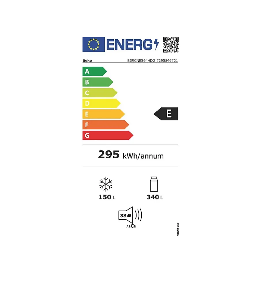Réfrigérateur combiné 70cm 490l intégrale Beko B3RCNE564HDG