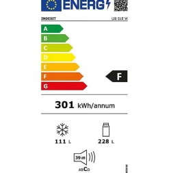Réfrigérateur combiné 60cm 339l lowfrost Indesit LI8S1EW