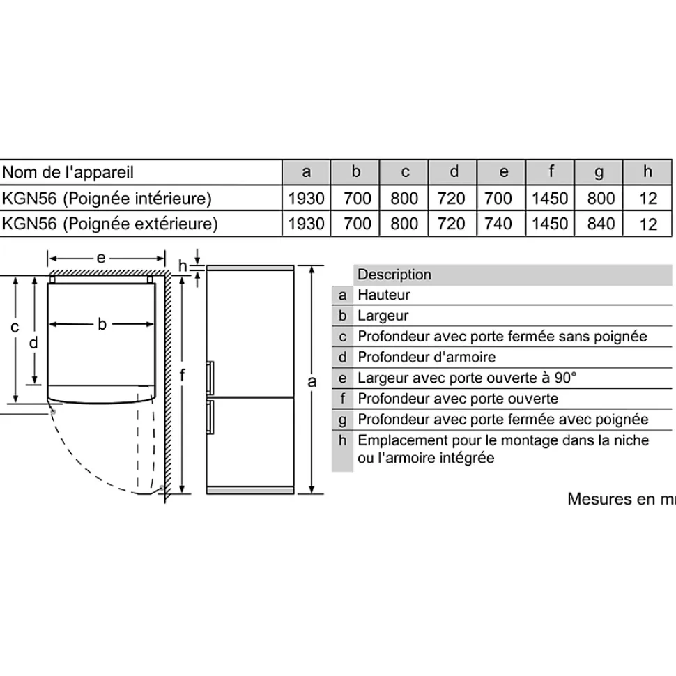 Réfrigérateur combiné 70cm 508l nofrost inox Bosch KGN56XLEB série 4