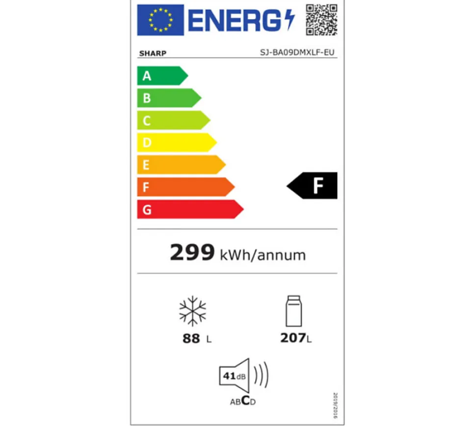 Réfrigérateur combiné 60cm 295l nofrost Sharp SJBA09DMXLF