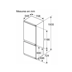 Réfrigérateur combiné intégrable 383l Neff KB7962FE0 n 50