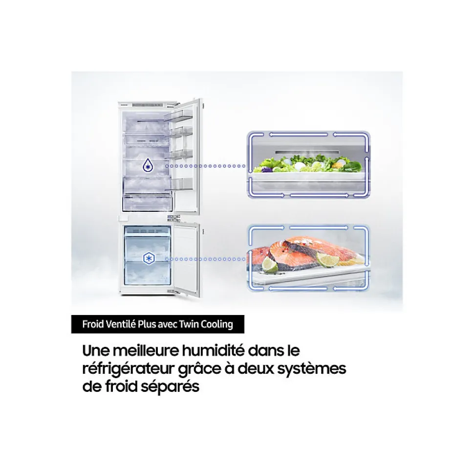 Réfrigérateur combiné intégrable à glissières 263l Samsung BRB38G705EWW