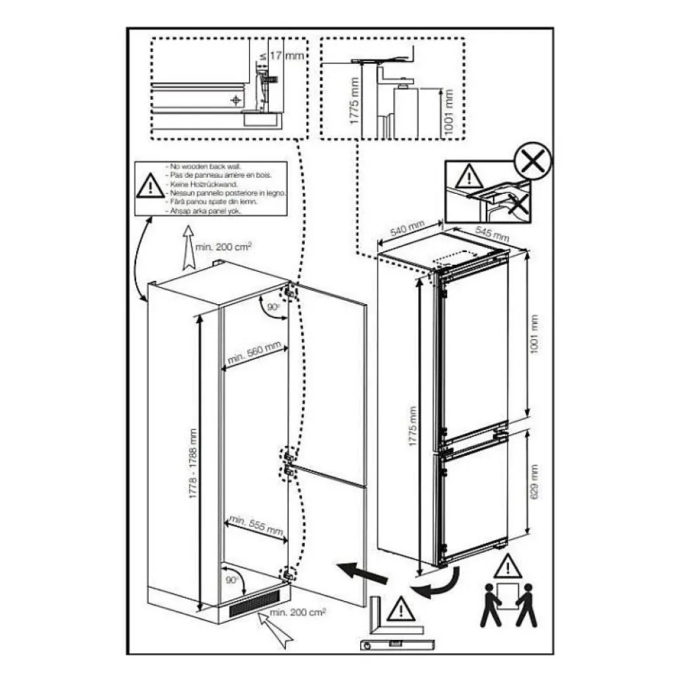 Réfrigérateur combiné intégrable BEKO BCHA275K4SN - 2 portes - 262 L - Semi No Frost - Blanc