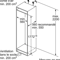 Réfrigérateur combiné intégrable à glissières 267l Bosch KIV86VSE0 serie 4