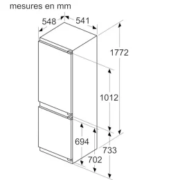 Réfrigérateur combiné intégrable à pantographe 260l Siemens KI86NVFE0 iq300