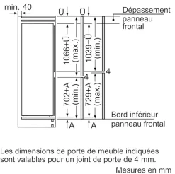 Réfrigérateur combiné intégrable à pantographe 260l Siemens KI86NVFE0 iq300