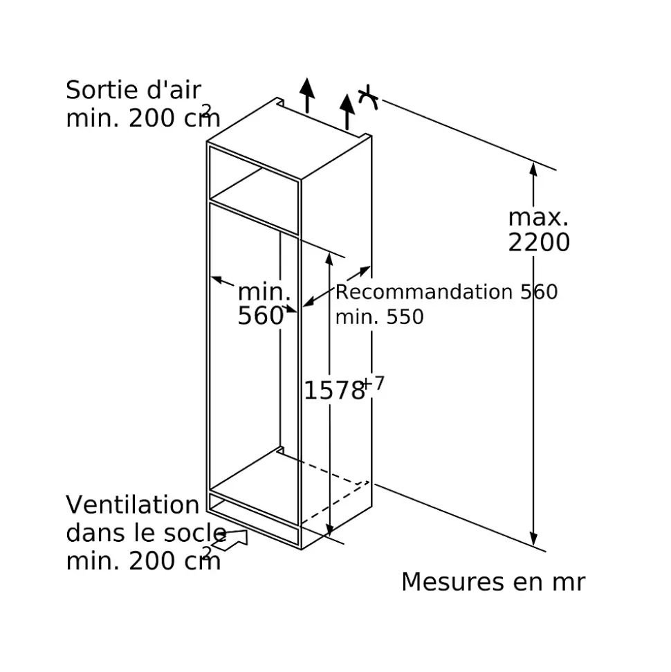 Réfrigérateur combiné intégrable à pantographe 231l blanc Siemens KI77SADE0