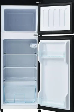 Réfrigérateur combiné 92L, double porte, congélateur 28L, moins 27 degrés à 13C, noir