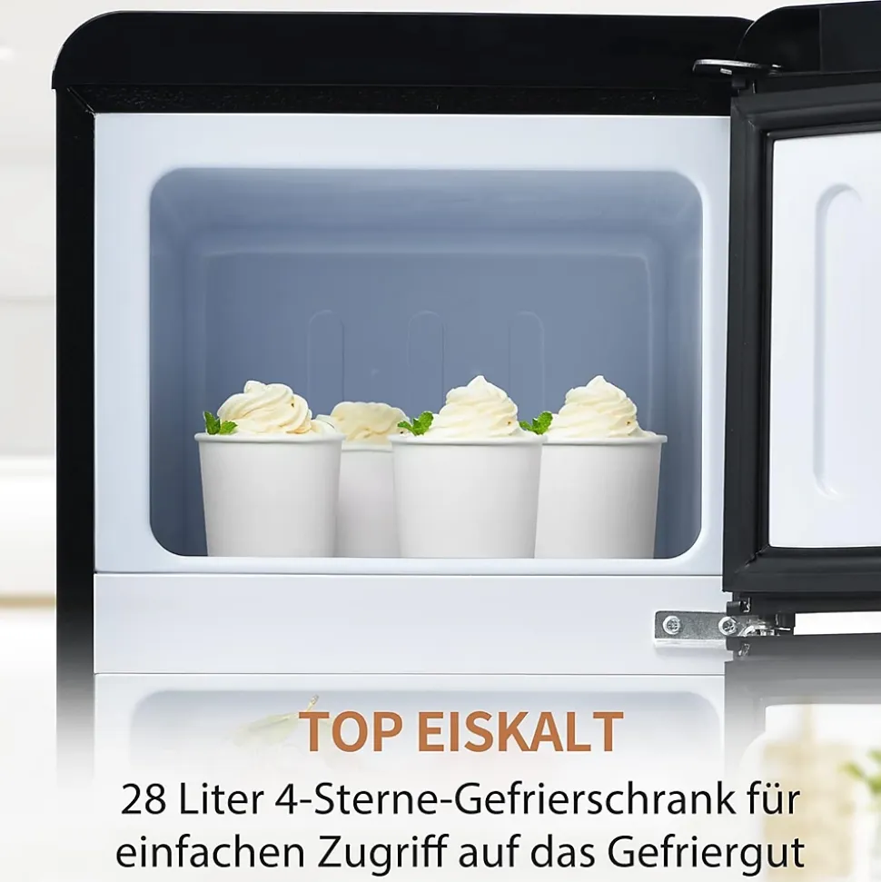 Réfrigérateur combiné 92L, double porte, congélateur 28L, moins 27 degrés à 13C, noir