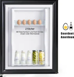 Réfrigérateur combiné 60L, double porte, congélateur 22L, classe E, 27C à 13C, noir