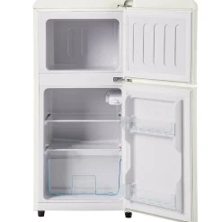 Réfrigérateur rétro avec congélateur, 86.8 x 45.5 cm, 2 portes,60 L de capacité, -27 C - 13 C , éclairage LED, blanc