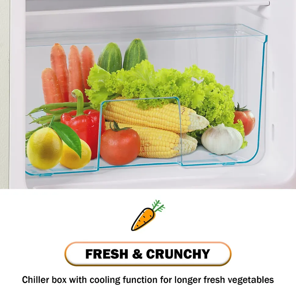 Réfrigérateur rétro avec congélateur, 86.8 x 45.5 cm, 2 portes,60 L de capacité, -27 C - 13 C , éclairage LED, blanc