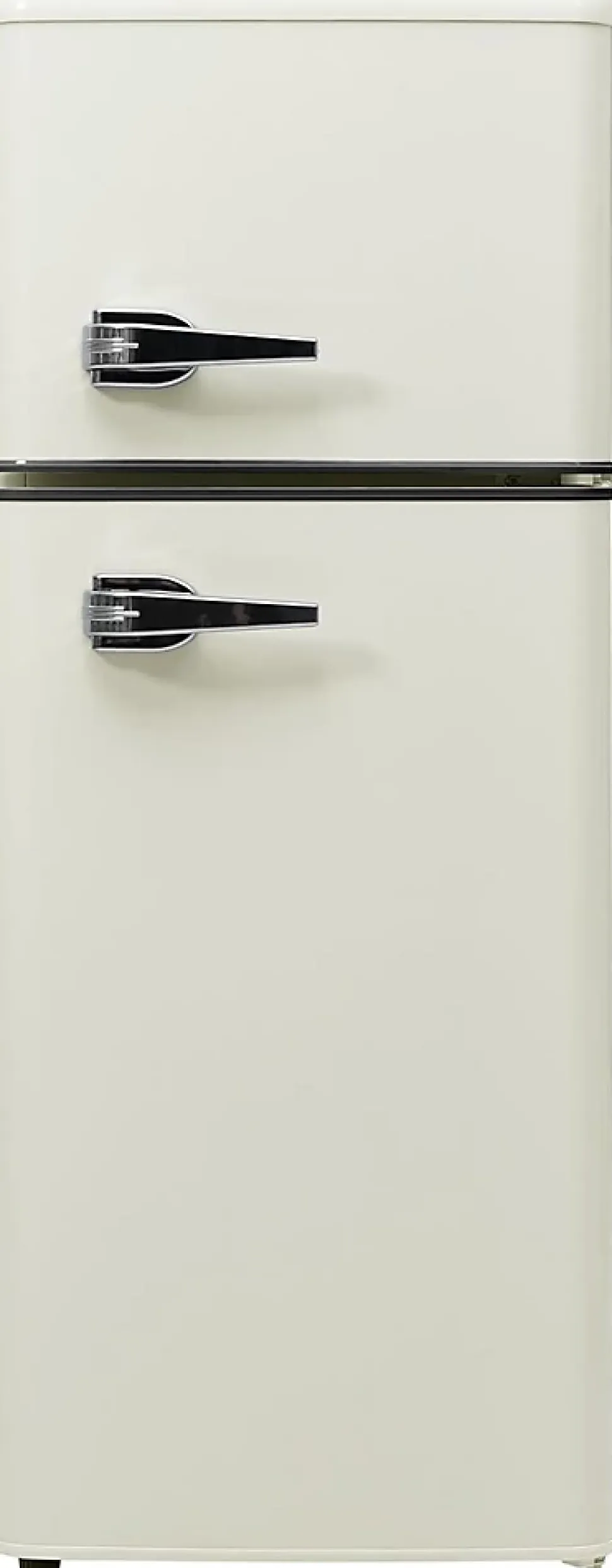 Réfrigérateur rétro combiné 92L, congélateur -27C à 13C, design vintage, blanc antique, LED