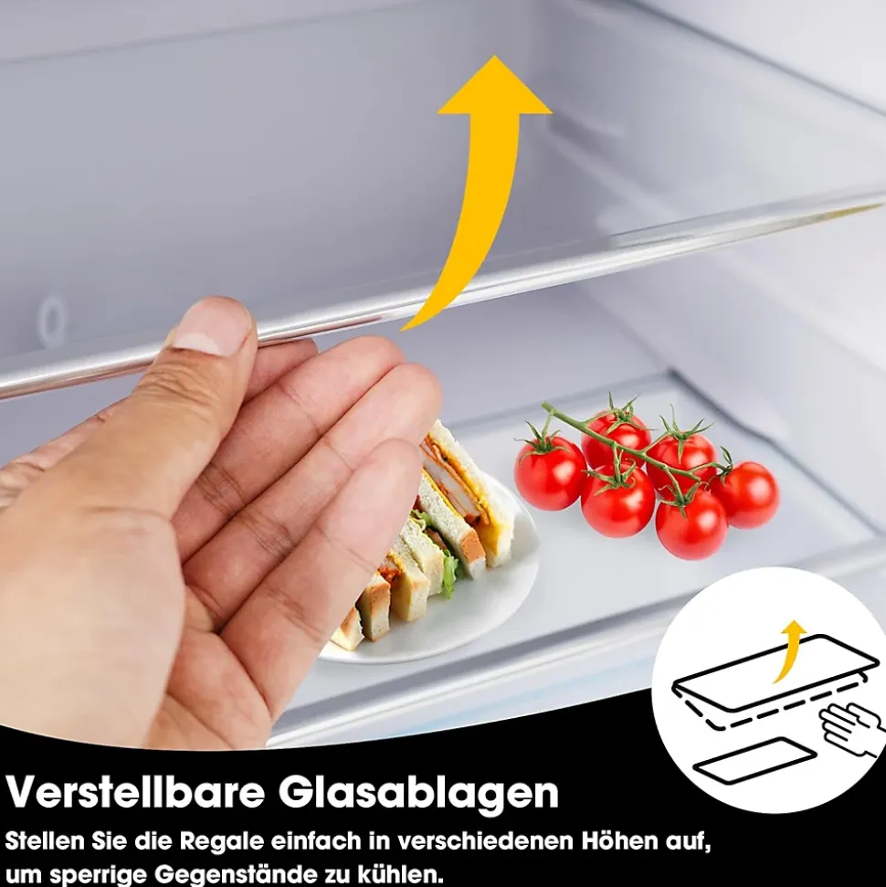 Réfrigérateur rétro 72L, double porte, congélateur 21L, LED, classe E, Noir