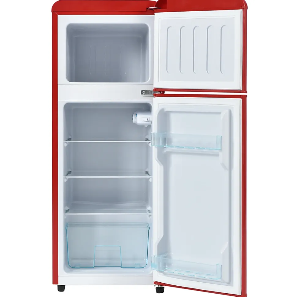 Réfrigérateur vintage Merax 92L, congélateur -27C à 13C, design rétro, rouge, classe énergétique D