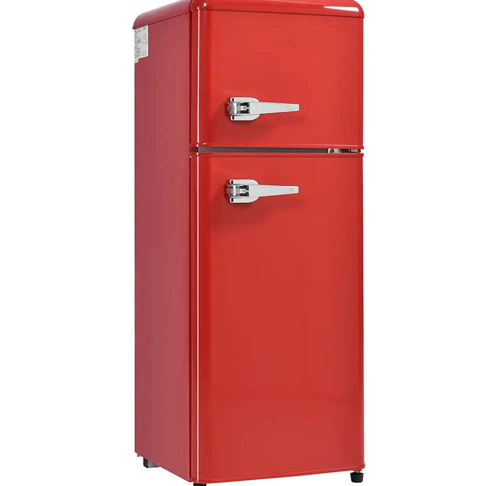 Réfrigérateur vintage Merax 92L, congélateur -27C à 13C, design rétro, rouge, classe énergétique D