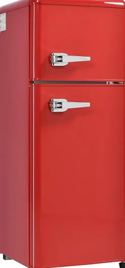 Réfrigérateur vintage Merax 92L, congélateur -27C à 13C, design rétro, rouge, classe énergétique D