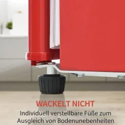 Réfrigérateur vintage Merax 92L, congélateur -27C à 13C, design rétro, rouge, classe énergétique D