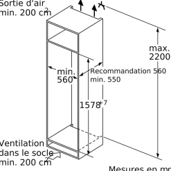 Réfrigérateurs 1 porte 248L Froid Statique BOSCH 55.8cm E, KIL 72 AFE 0