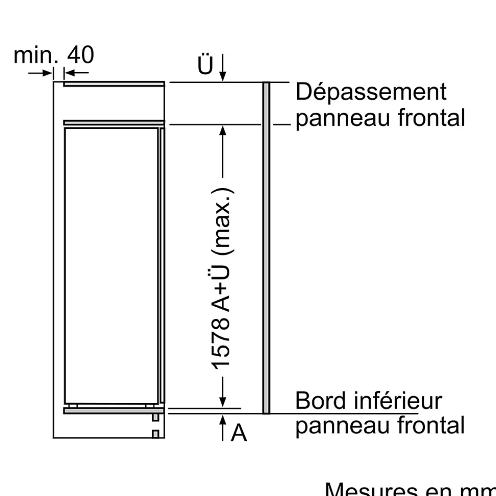 Réfrigérateurs 1 porte 248L Froid Statique BOSCH 55.8cm E, KIL 72 AFE 0