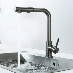 Robinet Cuisine avec Douchette Extractible, Mitigeur de Cuisine en Inox Mitigeur d'Évier avec 2 Modes de Sortie D'eau