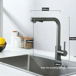 Robinet Cuisine avec Douchette Extractible, Mitigeur de Cuisine en Inox Mitigeur d'Évier avec 2 Modes de Sortie D'eau