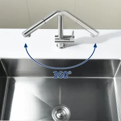 Robinet Cuisine avec Douchette Extractible, Mitigeur de Cuisine en Inox Mitigeur d'Évier avec 2 Modes de Sortie D'eau, Brossé