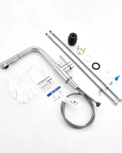 Robinet Cuisine avec Douchette Extractible, Mitigeur de Cuisine en Inox Mitigeur d'Évier avec 2 Modes de Sortie D'eau, Brossé