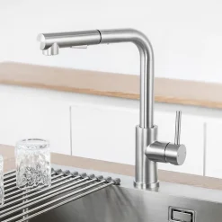 Robinet Cuisine avec Extensible, Mitigeur Cuisine avec Douchette, Melangeur avec Deux Types Jet d'eau