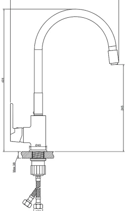 Robinet Cuisine Mitigeur Beige Monocommande Joga Plus Bec Flexible